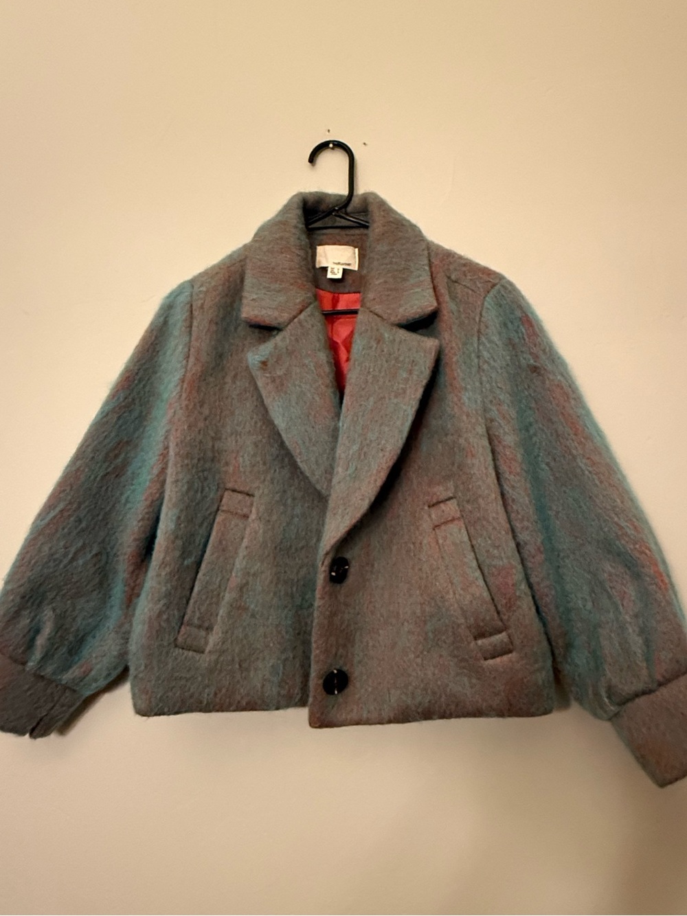 The Korner Brushed Wool Blend Cropped Peacoat Jacket Size [s]
